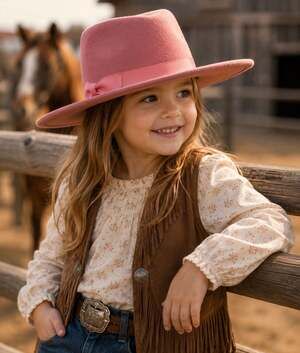 Lack of Color Kids Pink Rancher Hat 100% Australian Wool Felt | Western NWOT OS